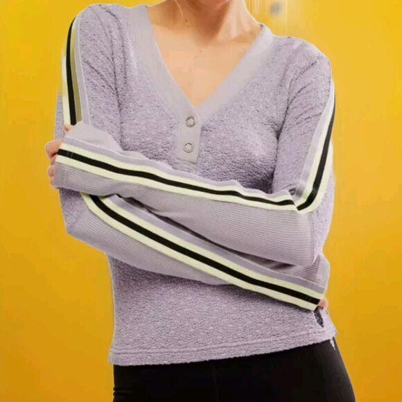 FP Movement Free People Recovery Layer Henley Style Long Sleeve Top XS A111 - Picture 1 of 6